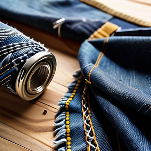 Sourcing the finest denim fabric scraps.